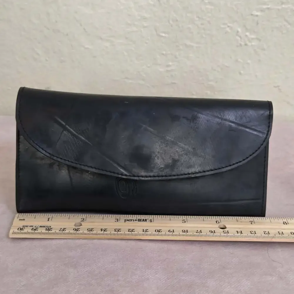 Handmade Black Long Upcycled Rubber Clutch Wallet